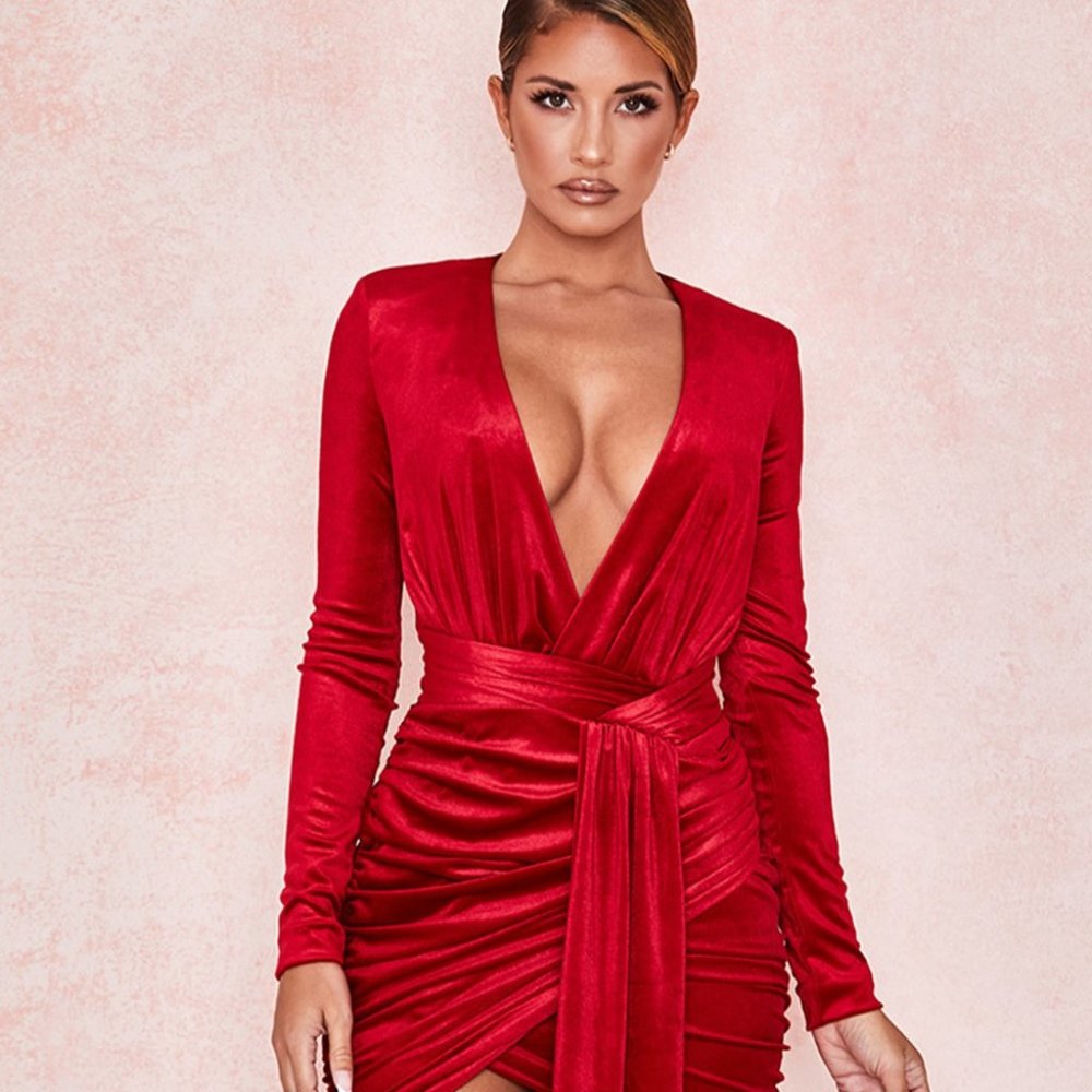 House of CB New with Tags Red Velvet 'Farrah' Mini Dress SIZE SMALL